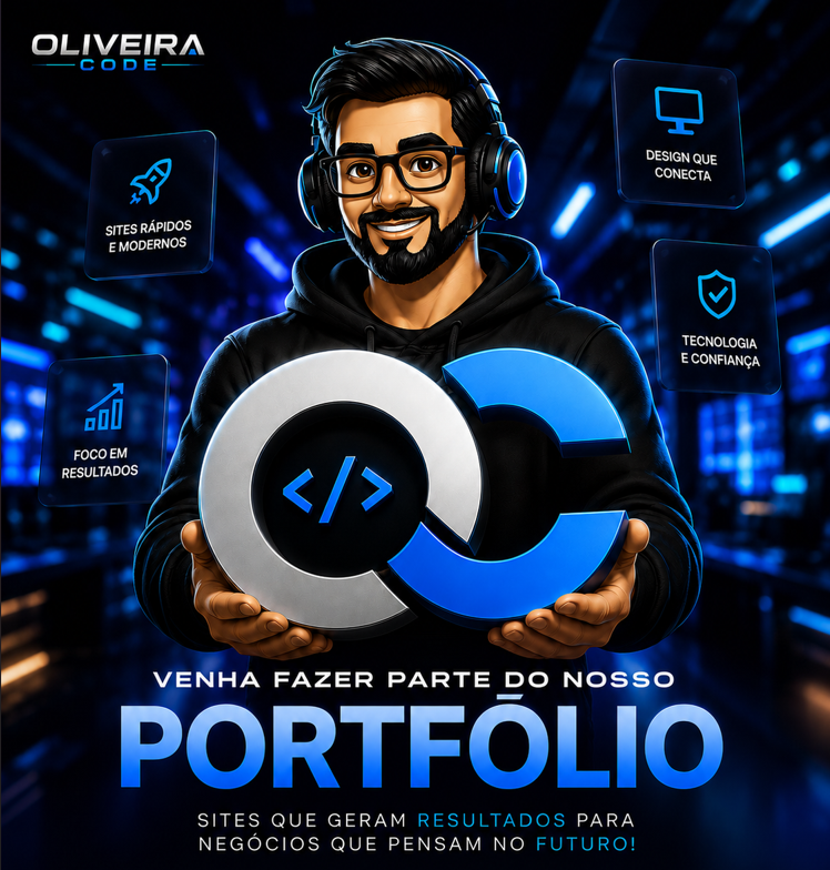 Profissional OliveiraCode apresentando soluções de design, tecnologia e resultados